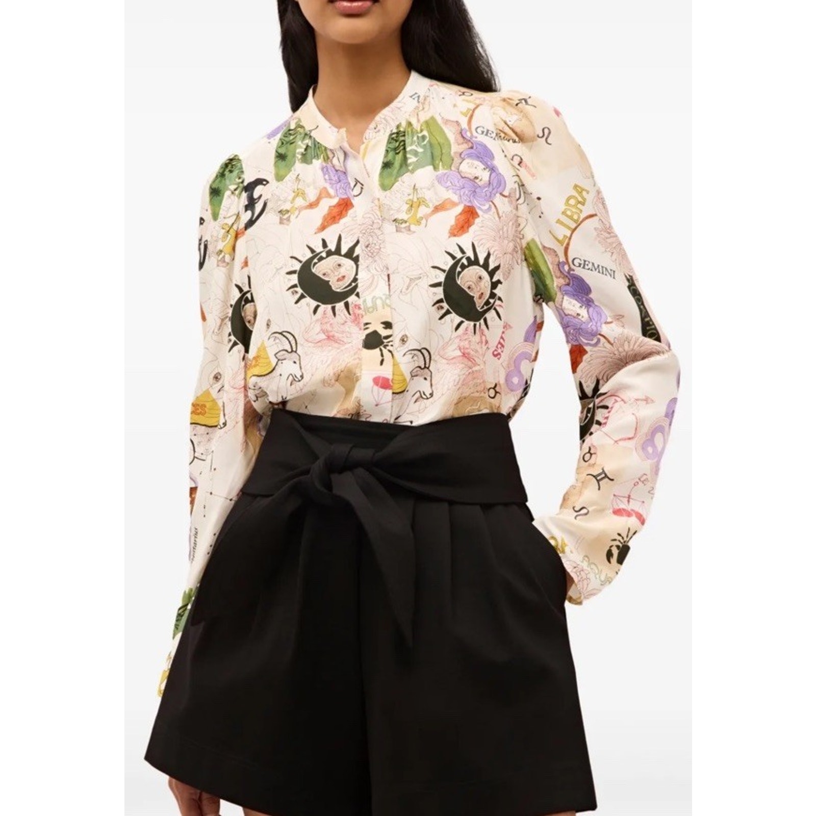 $278 Marie Oliver Silk Blend Tysen Blouse Zodiac Colorful Blouse Size Small
